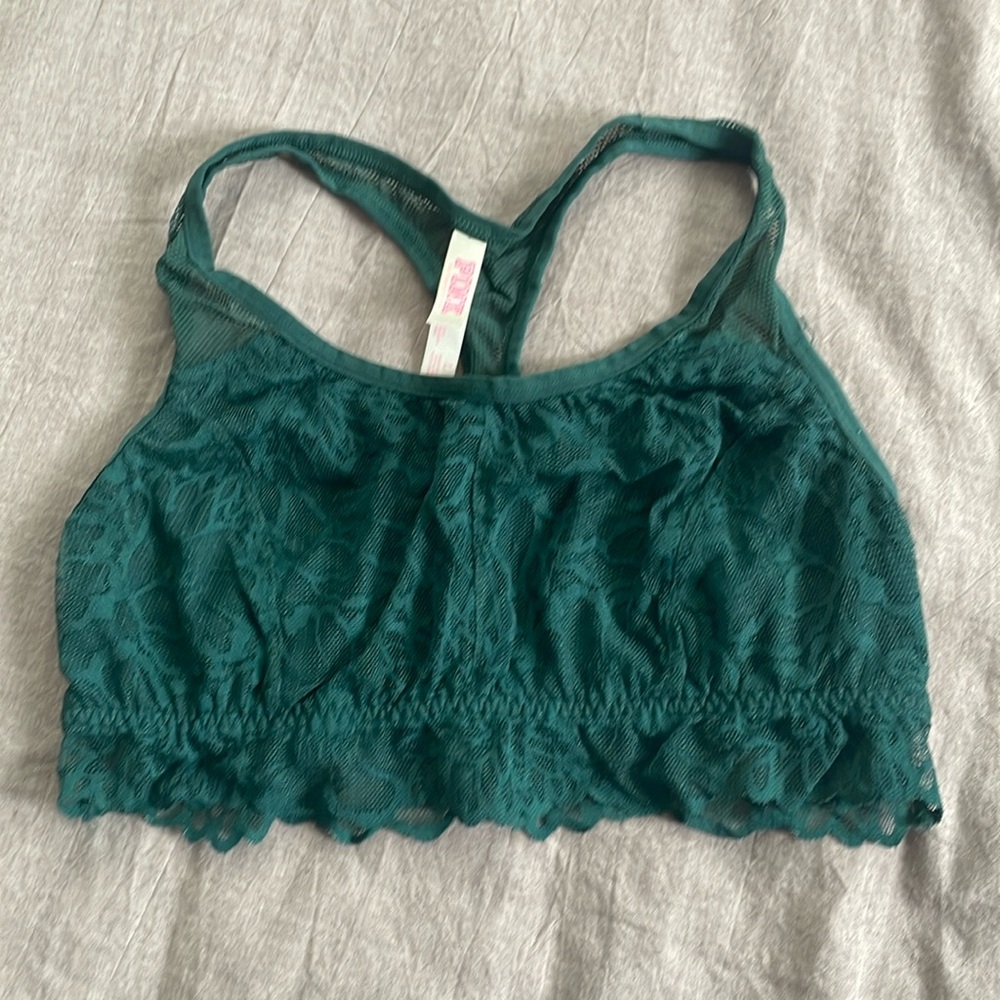 PINK lace bralette racer back
